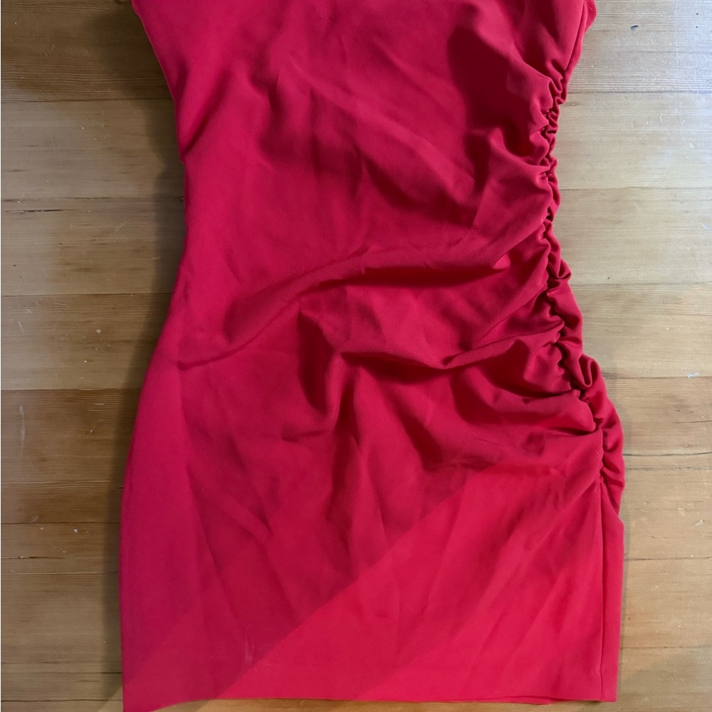 Red Ruched Mini Dress